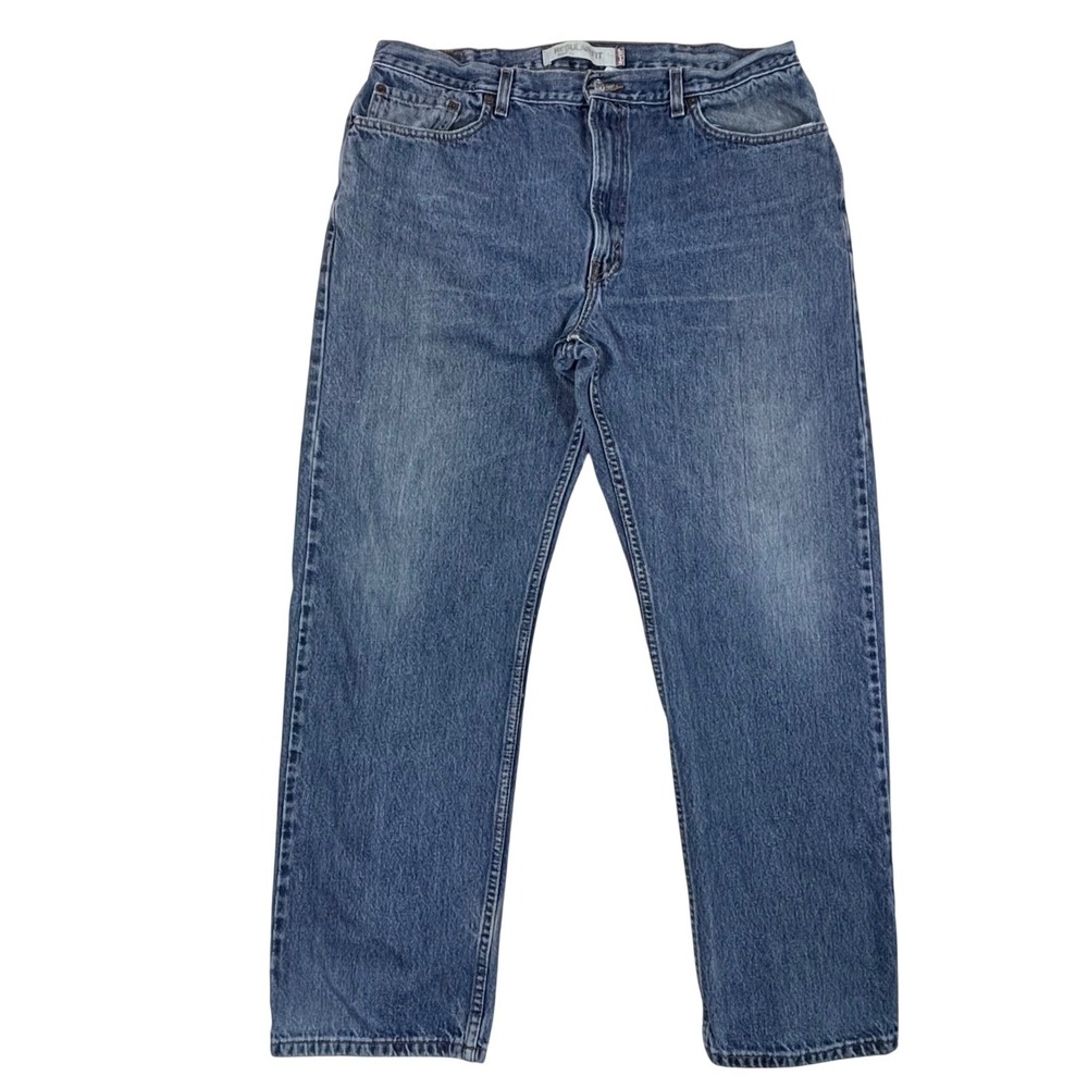Levi's 505 Regular Fit Blue Denim Jeans Mens W40 L32 Classic Faded Zip Closure